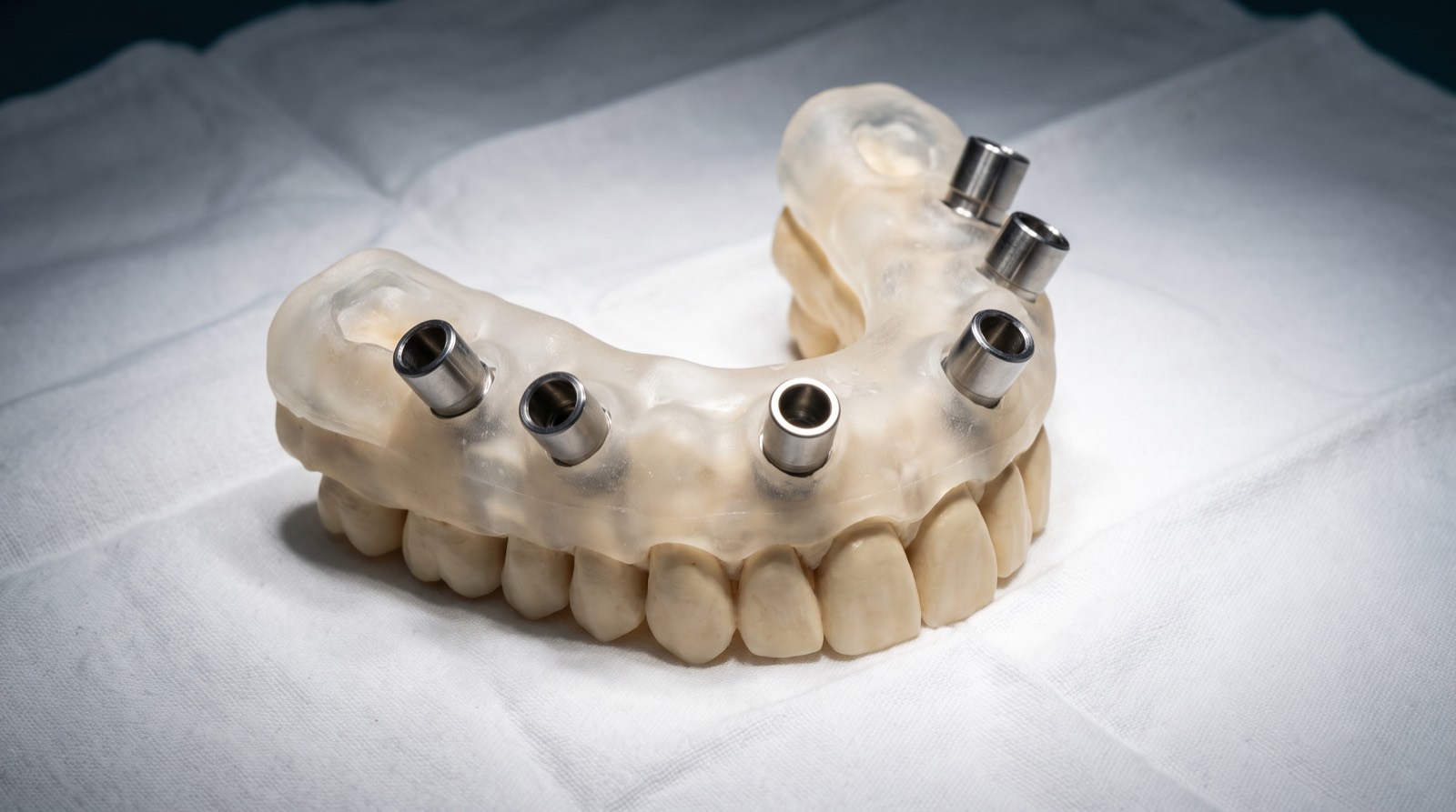 Printed surgical guide over a dental model